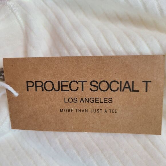 Project Social T Size Small White Oversized Button Mockneck Cropped Sweater NWT - Picture 10 of 11